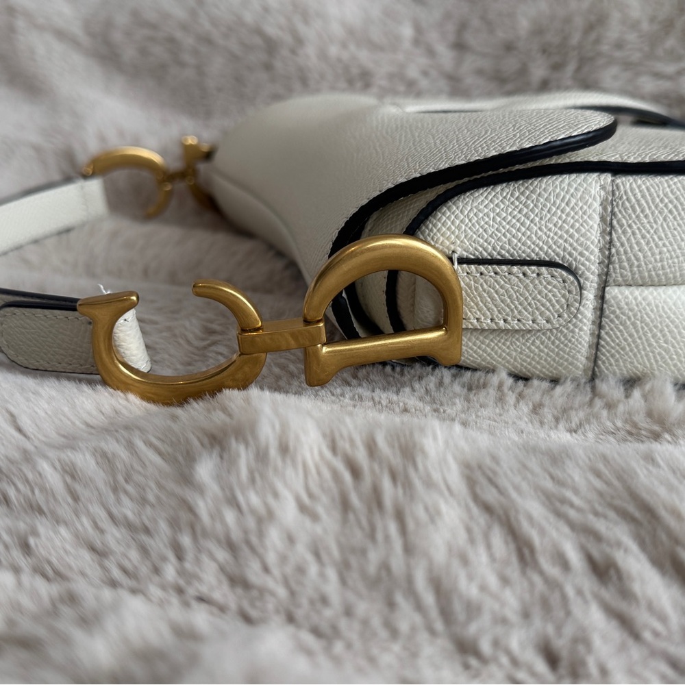 New Authentic Dior Mini Saddle Bag – White | Full Set - Picture 12 of 16